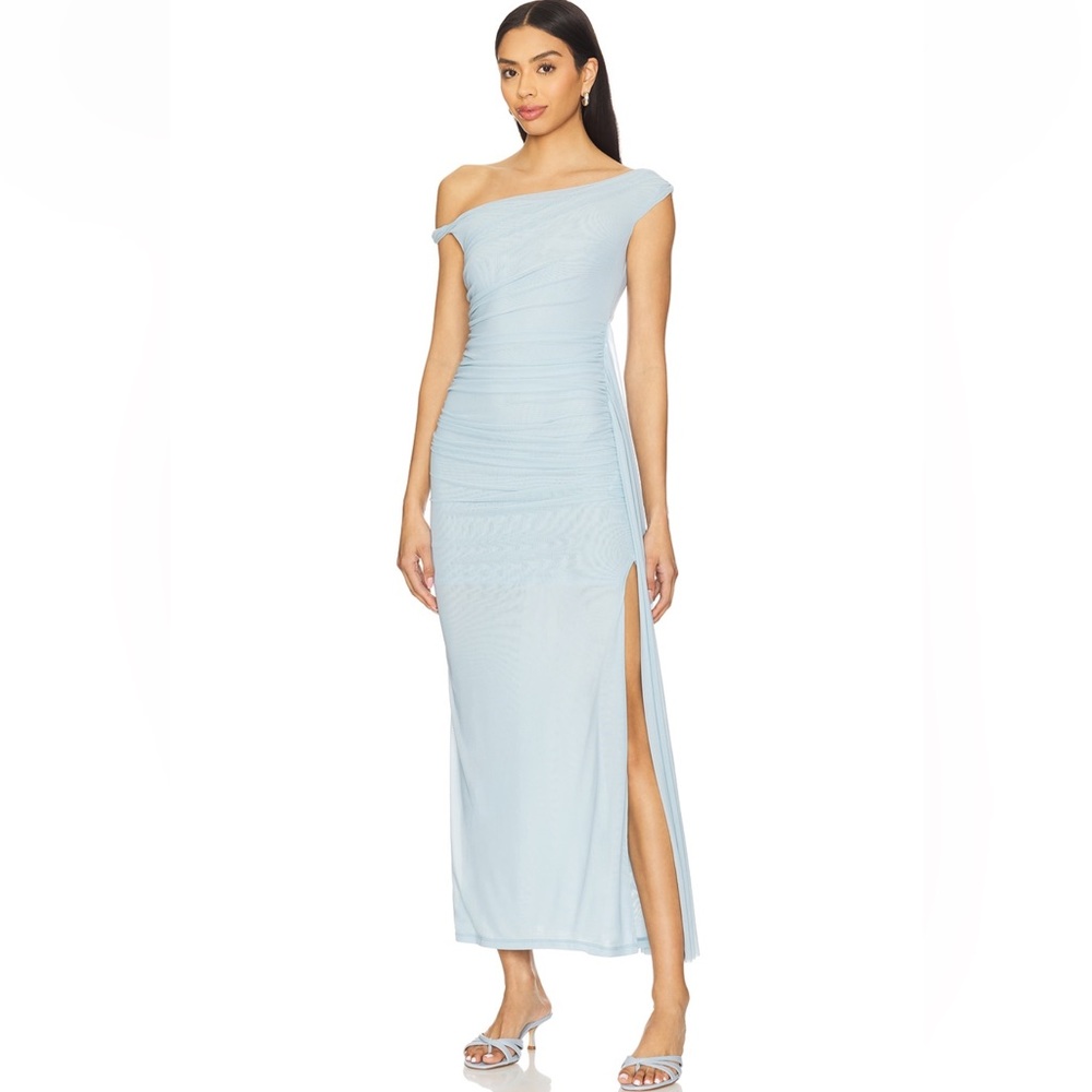 Bardot layana asymmetric maxi dress in light blue